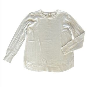 Greige size medium white knit long sleeve fuzzy top
